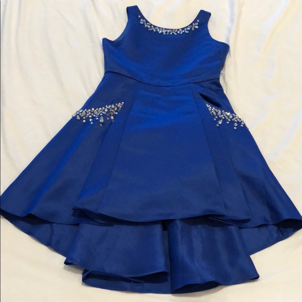 Girls hi lo pageant dress with pockets